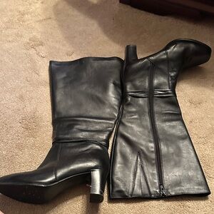David Tate Black Heeled Leather Boots